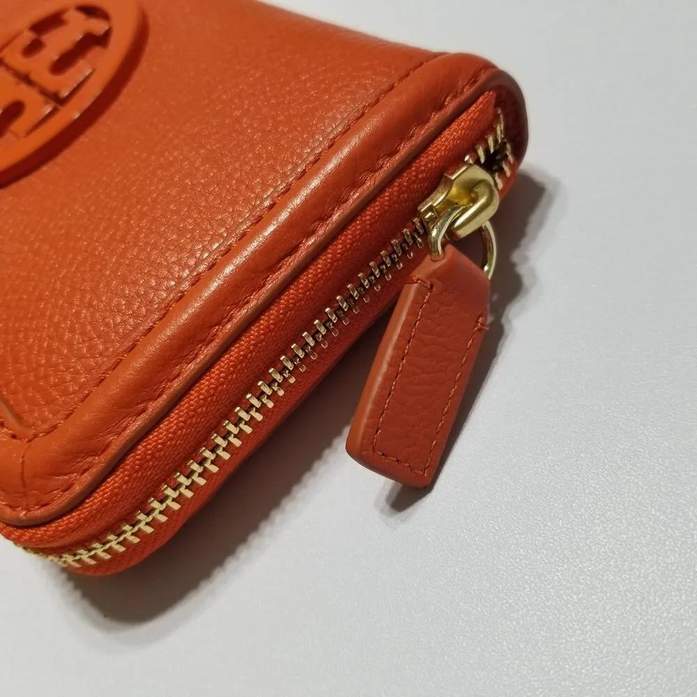 NWT Tory Burch Amanda Zip Continental Wallet Orange High-Quality Pebble‎ Leather